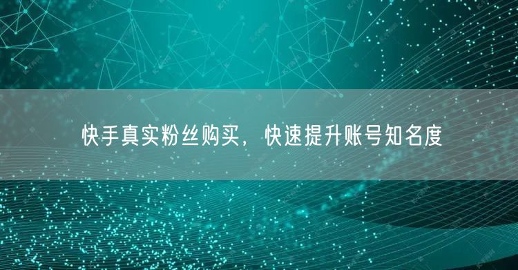 快手真实粉丝购买，快速提升账号知名度