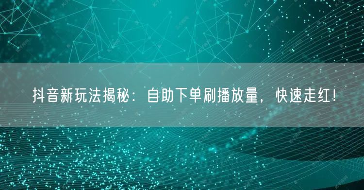 抖音新玩法揭秘：自助下单刷播放量，快速走红！
