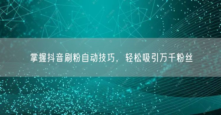 掌握抖音刷粉自动技巧，轻松吸引万千粉丝