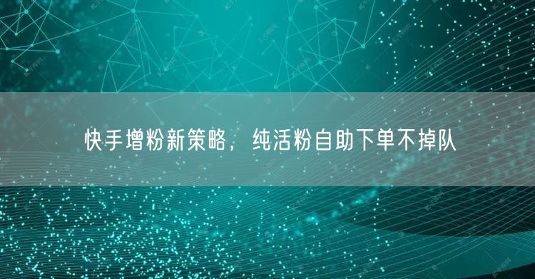 快手增粉新策略，纯活粉自助下单不掉队