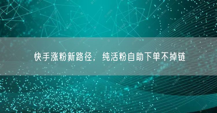 快手涨粉新路径，纯活粉自助下单不掉链