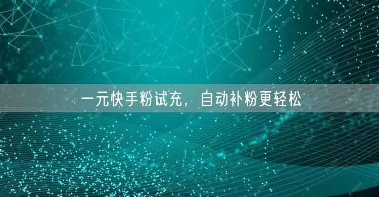 一元快手粉试充，自动补粉更轻松