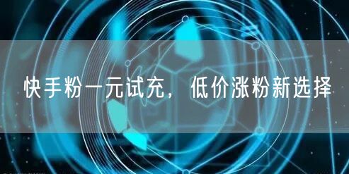 快手粉一元试充，低价涨粉新选择