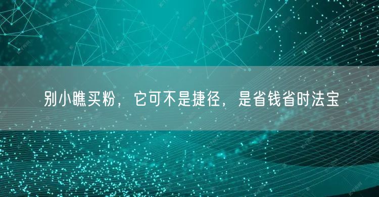别小瞧买粉，它可不是捷径，是省钱省时法宝