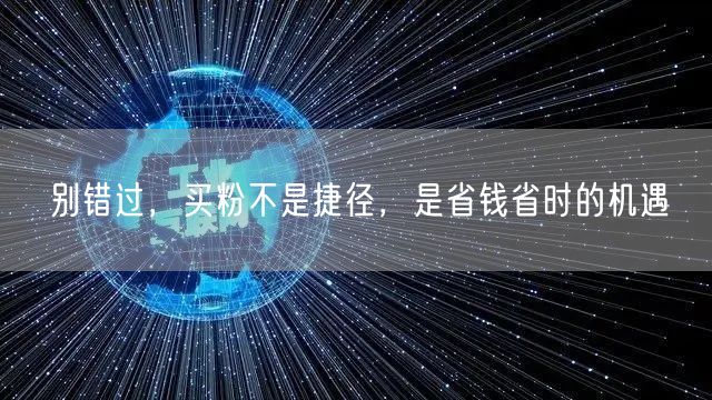 别错过，买粉不是捷径，是省钱省时的机遇
